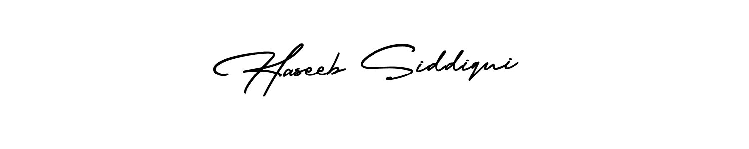 This is the best signature style for the Haseeb Siddiqui name. Also you like these signature font (AmerikaSignatureDemo-Regular). Mix name signature. Haseeb Siddiqui signature style 3 images and pictures png