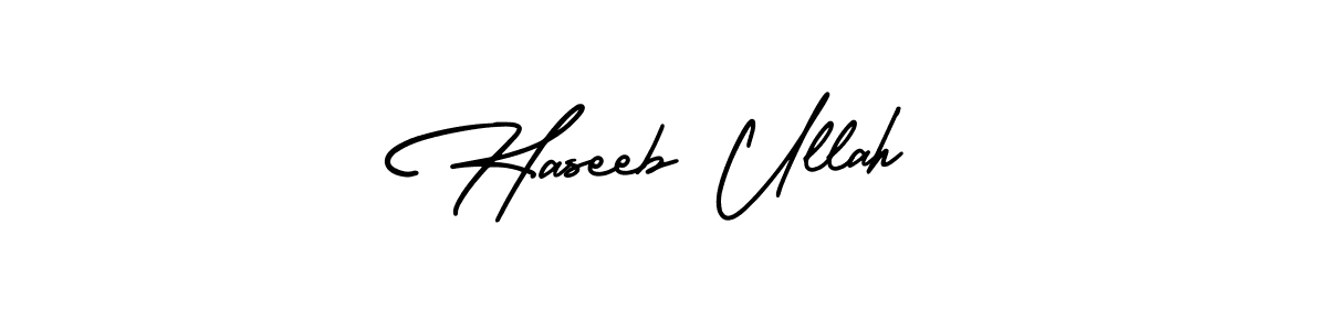 You should practise on your own different ways (AmerikaSignatureDemo-Regular) to write your name (Haseeb Ullah) in signature. don't let someone else do it for you. Haseeb Ullah signature style 3 images and pictures png