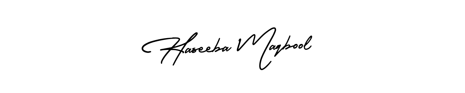 Design your own signature with our free online signature maker. With this signature software, you can create a handwritten (AmerikaSignatureDemo-Regular) signature for name Haseeba Maqbool. Haseeba Maqbool signature style 3 images and pictures png