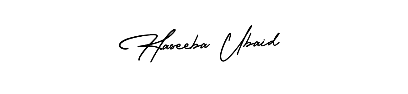 if you are searching for the best signature style for your name Haseeba Ubaid. so please give up your signature search. here we have designed multiple signature styles  using AmerikaSignatureDemo-Regular. Haseeba Ubaid signature style 3 images and pictures png