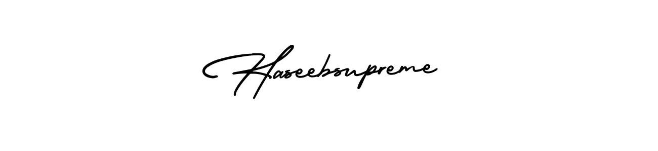 Use a signature maker to create a handwritten signature online. With this signature software, you can design (AmerikaSignatureDemo-Regular) your own signature for name Haseebsupreme. Haseebsupreme signature style 3 images and pictures png