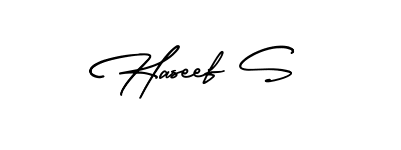 Make a beautiful signature design for name Haseef S. With this signature (AmerikaSignatureDemo-Regular) style, you can create a handwritten signature for free. Haseef S signature style 3 images and pictures png