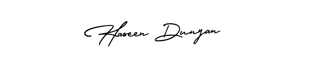 AmerikaSignatureDemo-Regular is a professional signature style that is perfect for those who want to add a touch of class to their signature. It is also a great choice for those who want to make their signature more unique. Get Haseen Dunyan name to fancy signature for free. Haseen Dunyan signature style 3 images and pictures png