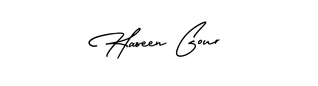 You can use this online signature creator to create a handwritten signature for the name Haseen Gour. This is the best online autograph maker. Haseen Gour signature style 3 images and pictures png