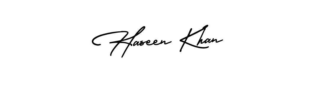 Make a beautiful signature design for name Haseen Khan. With this signature (AmerikaSignatureDemo-Regular) style, you can create a handwritten signature for free. Haseen Khan signature style 3 images and pictures png