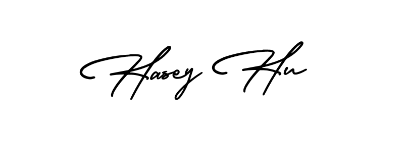 How to make Hasey Hu name signature. Use AmerikaSignatureDemo-Regular style for creating short signs online. This is the latest handwritten sign. Hasey Hu signature style 3 images and pictures png