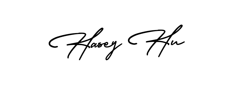 How to make Hasey Hu name signature. Use AmerikaSignatureDemo-Regular style for creating short signs online. This is the latest handwritten sign. Hasey Hu signature style 3 images and pictures png