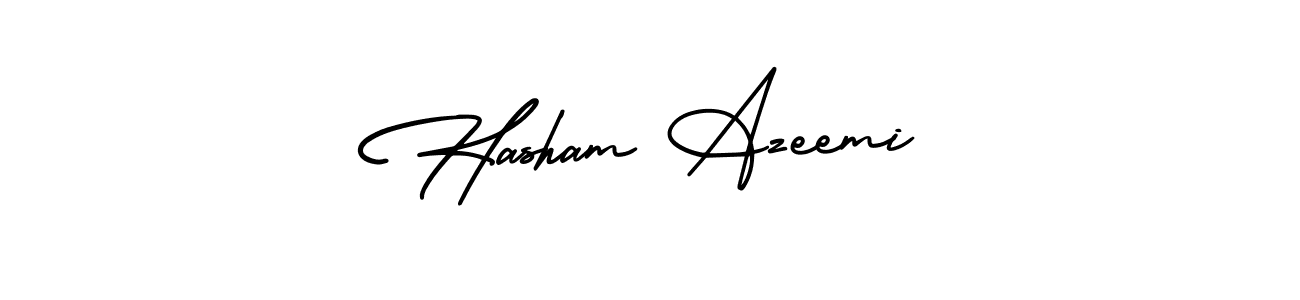 The best way (AmerikaSignatureDemo-Regular) to make a short signature is to pick only two or three words in your name. The name Hasham Azeemi include a total of six letters. For converting this name. Hasham Azeemi signature style 3 images and pictures png