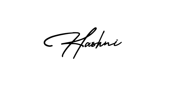 You should practise on your own different ways (AmerikaSignatureDemo-Regular) to write your name (Hashni) in signature. don't let someone else do it for you. Hashni signature style 3 images and pictures png