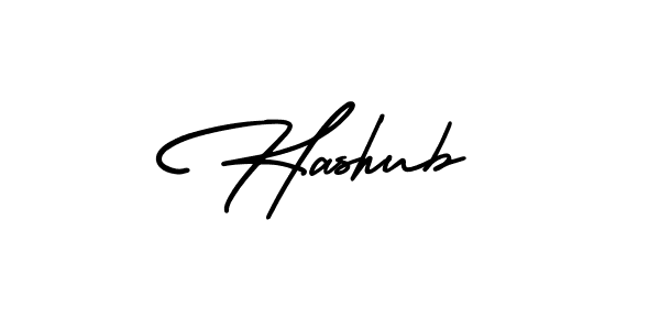 How to make Hashub name signature. Use AmerikaSignatureDemo-Regular style for creating short signs online. This is the latest handwritten sign. Hashub signature style 3 images and pictures png