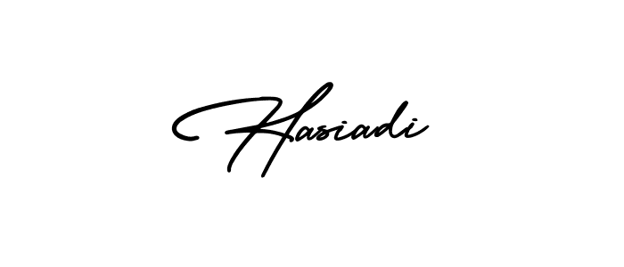 How to make Hasiadi name signature. Use AmerikaSignatureDemo-Regular style for creating short signs online. This is the latest handwritten sign. Hasiadi signature style 3 images and pictures png