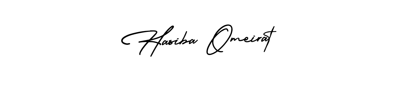 You should practise on your own different ways (AmerikaSignatureDemo-Regular) to write your name (Hasiba Omeirat) in signature. don't let someone else do it for you. Hasiba Omeirat signature style 3 images and pictures png