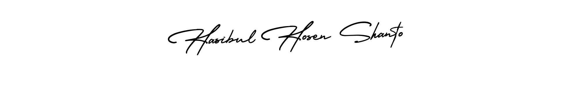 The best way (AmerikaSignatureDemo-Regular) to make a short signature is to pick only two or three words in your name. The name Hasibul Hosen Shanto include a total of six letters. For converting this name. Hasibul Hosen Shanto signature style 3 images and pictures png
