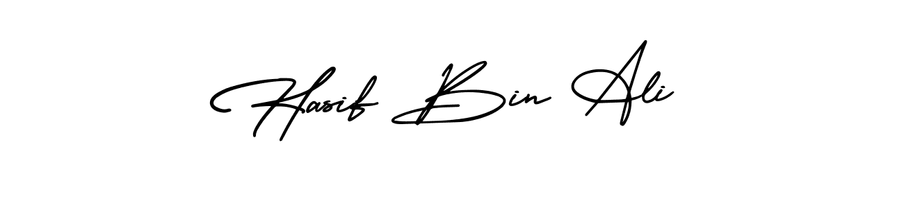 The best way (AmerikaSignatureDemo-Regular) to make a short signature is to pick only two or three words in your name. The name Hasif Bin Ali include a total of six letters. For converting this name. Hasif Bin Ali signature style 3 images and pictures png