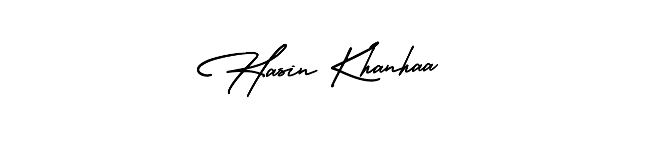 You should practise on your own different ways (AmerikaSignatureDemo-Regular) to write your name (Hasin Khanhaa) in signature. don't let someone else do it for you. Hasin Khanhaa signature style 3 images and pictures png