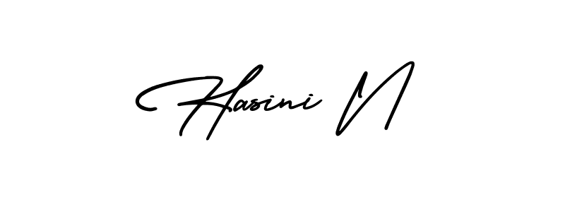 The best way (AmerikaSignatureDemo-Regular) to make a short signature is to pick only two or three words in your name. The name Hasini N include a total of six letters. For converting this name. Hasini N signature style 3 images and pictures png