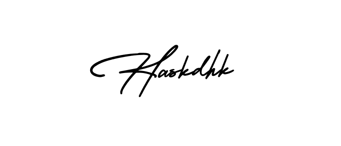 The best way (AmerikaSignatureDemo-Regular) to make a short signature is to pick only two or three words in your name. The name Haskdhk include a total of six letters. For converting this name. Haskdhk signature style 3 images and pictures png