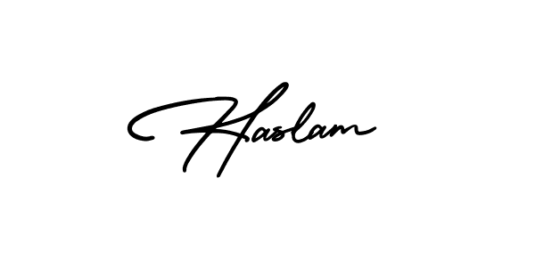 AmerikaSignatureDemo-Regular is a professional signature style that is perfect for those who want to add a touch of class to their signature. It is also a great choice for those who want to make their signature more unique. Get Haslam name to fancy signature for free. Haslam signature style 3 images and pictures png