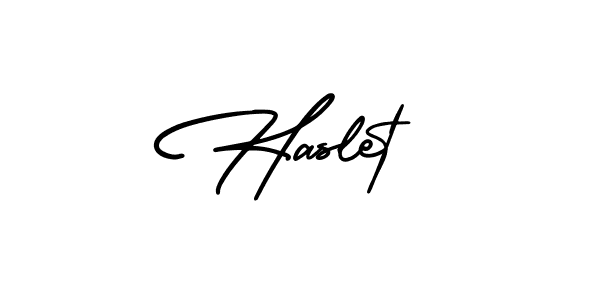 It looks lik you need a new signature style for name Haslet. Design unique handwritten (AmerikaSignatureDemo-Regular) signature with our free signature maker in just a few clicks. Haslet signature style 3 images and pictures png