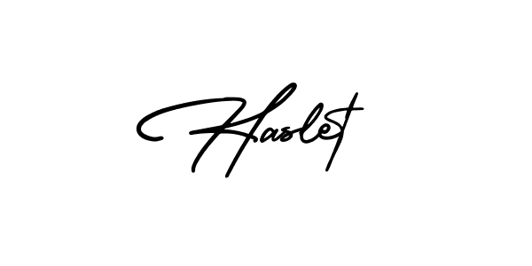 How to make Haslet name signature. Use AmerikaSignatureDemo-Regular style for creating short signs online. This is the latest handwritten sign. Haslet signature style 3 images and pictures png