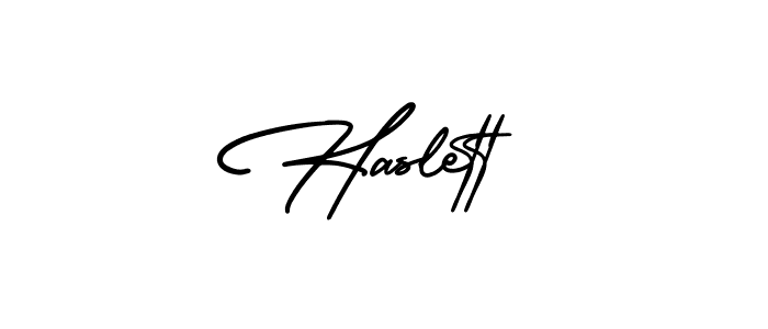 It looks lik you need a new signature style for name Haslett. Design unique handwritten (AmerikaSignatureDemo-Regular) signature with our free signature maker in just a few clicks. Haslett signature style 3 images and pictures png