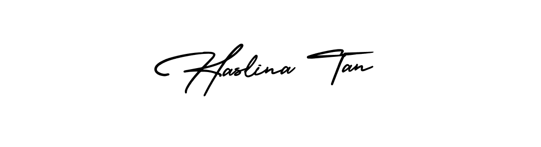 Use a signature maker to create a handwritten signature online. With this signature software, you can design (AmerikaSignatureDemo-Regular) your own signature for name Haslina Tan. Haslina Tan signature style 3 images and pictures png