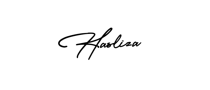 The best way (AmerikaSignatureDemo-Regular) to make a short signature is to pick only two or three words in your name. The name Hasliza include a total of six letters. For converting this name. Hasliza signature style 3 images and pictures png