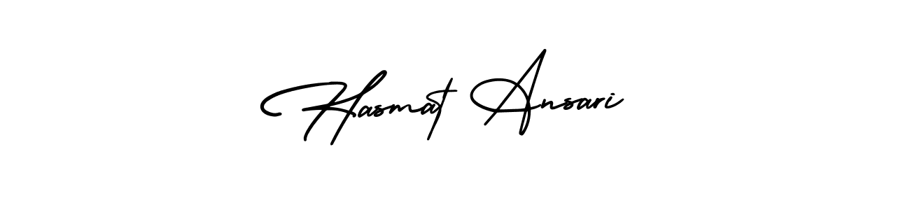 How to make Hasmat Ansari name signature. Use AmerikaSignatureDemo-Regular style for creating short signs online. This is the latest handwritten sign. Hasmat Ansari signature style 3 images and pictures png