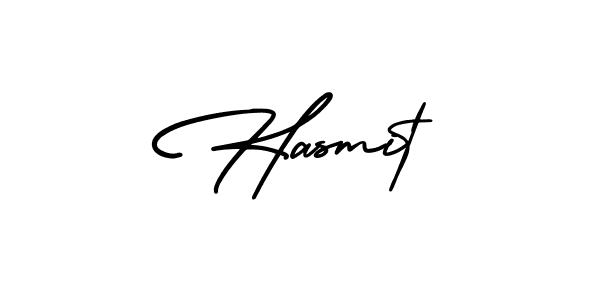 The best way (AmerikaSignatureDemo-Regular) to make a short signature is to pick only two or three words in your name. The name Hasmit include a total of six letters. For converting this name. Hasmit signature style 3 images and pictures png