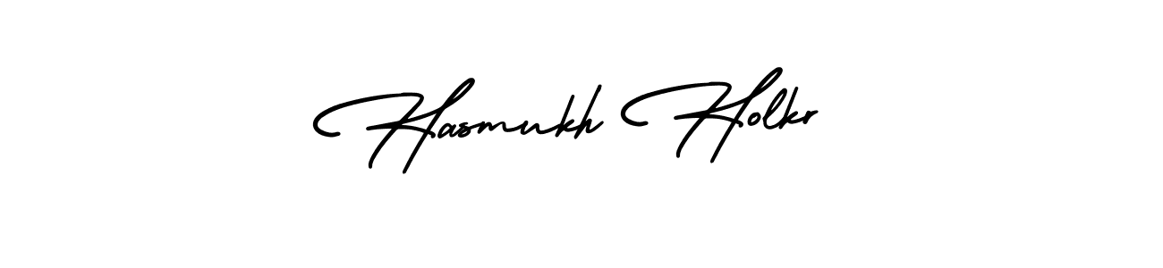 Make a beautiful signature design for name Hasmukh Holkr. With this signature (AmerikaSignatureDemo-Regular) style, you can create a handwritten signature for free. Hasmukh Holkr signature style 3 images and pictures png