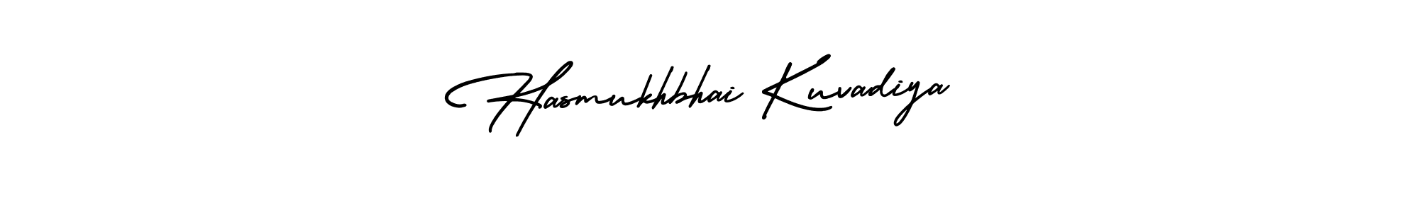 AmerikaSignatureDemo-Regular is a professional signature style that is perfect for those who want to add a touch of class to their signature. It is also a great choice for those who want to make their signature more unique. Get Hasmukhbhai Kuvadiya name to fancy signature for free. Hasmukhbhai Kuvadiya signature style 3 images and pictures png