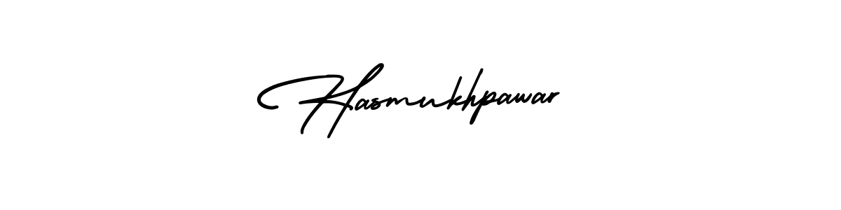 You should practise on your own different ways (AmerikaSignatureDemo-Regular) to write your name (Hasmukhpawar) in signature. don't let someone else do it for you. Hasmukhpawar signature style 3 images and pictures png