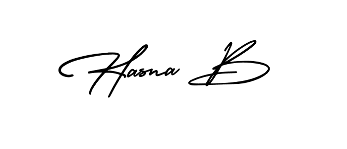 The best way (AmerikaSignatureDemo-Regular) to make a short signature is to pick only two or three words in your name. The name Hasna B include a total of six letters. For converting this name. Hasna B signature style 3 images and pictures png