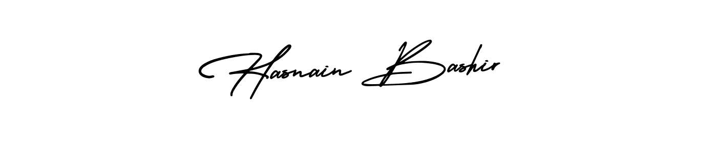 You should practise on your own different ways (AmerikaSignatureDemo-Regular) to write your name (Hasnain Bashir) in signature. don't let someone else do it for you. Hasnain Bashir signature style 3 images and pictures png