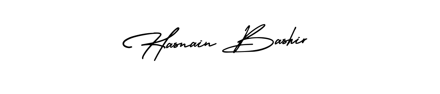 You should practise on your own different ways (AmerikaSignatureDemo-Regular) to write your name (Hasnain Bashir) in signature. don't let someone else do it for you. Hasnain Bashir signature style 3 images and pictures png