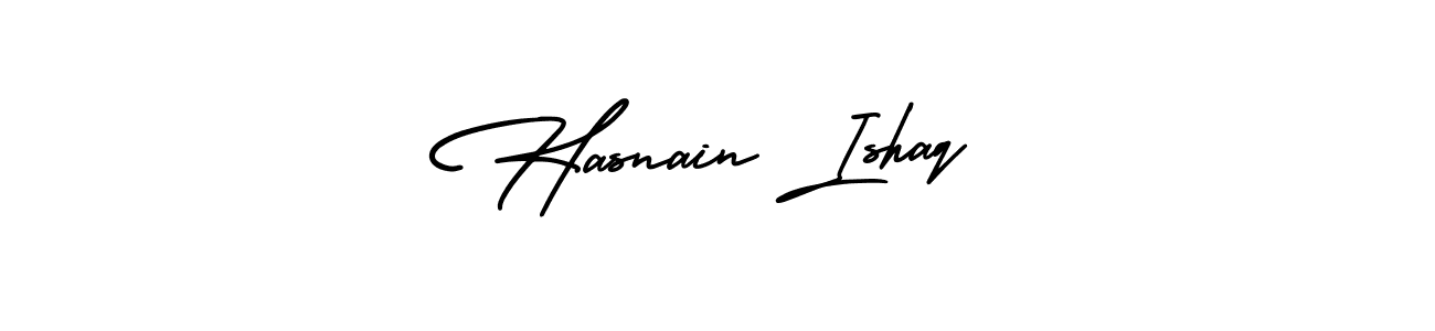 Also You can easily find your signature by using the search form. We will create Hasnain Ishaq name handwritten signature images for you free of cost using AmerikaSignatureDemo-Regular sign style. Hasnain Ishaq signature style 3 images and pictures png
