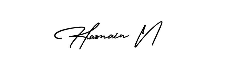 How to Draw Hasnain N signature style? AmerikaSignatureDemo-Regular is a latest design signature styles for name Hasnain N. Hasnain N signature style 3 images and pictures png