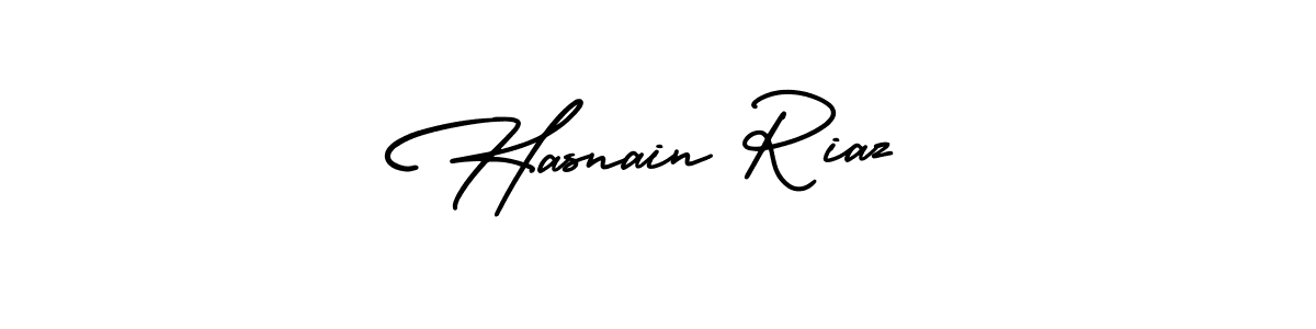 This is the best signature style for the Hasnain Riaz name. Also you like these signature font (AmerikaSignatureDemo-Regular). Mix name signature. Hasnain Riaz signature style 3 images and pictures png