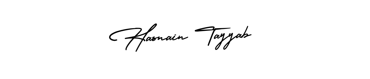 Make a beautiful signature design for name Hasnain Tayyab. With this signature (AmerikaSignatureDemo-Regular) style, you can create a handwritten signature for free. Hasnain Tayyab signature style 3 images and pictures png