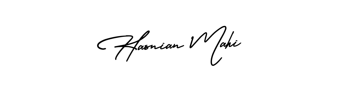 It looks lik you need a new signature style for name Hasnian Mahi. Design unique handwritten (AmerikaSignatureDemo-Regular) signature with our free signature maker in just a few clicks. Hasnian Mahi signature style 3 images and pictures png