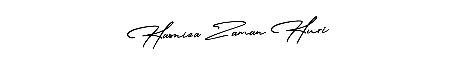 You should practise on your own different ways (AmerikaSignatureDemo-Regular) to write your name (Hasniza Zaman Huri) in signature. don't let someone else do it for you. Hasniza Zaman Huri signature style 3 images and pictures png