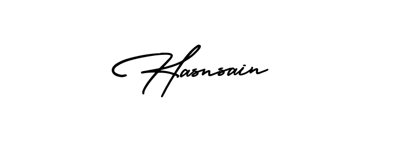 How to make Hasnsain signature? AmerikaSignatureDemo-Regular is a professional autograph style. Create handwritten signature for Hasnsain name. Hasnsain signature style 3 images and pictures png