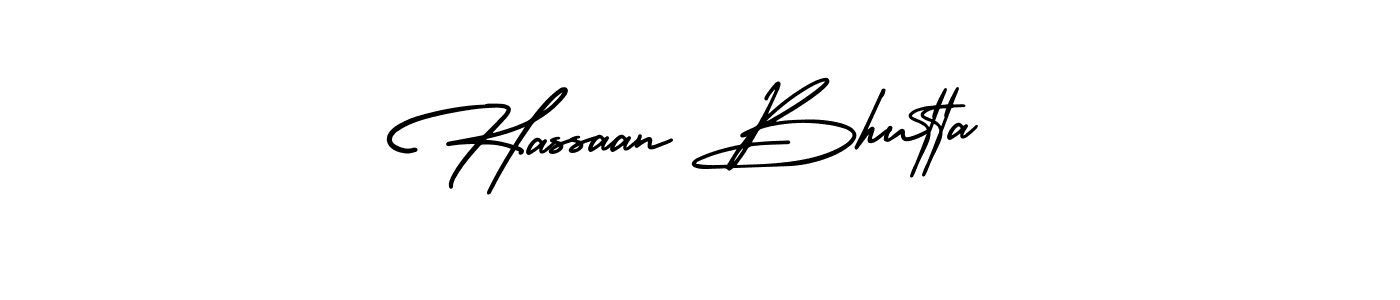 Create a beautiful signature design for name Hassaan Bhutta. With this signature (AmerikaSignatureDemo-Regular) fonts, you can make a handwritten signature for free. Hassaan Bhutta signature style 3 images and pictures png