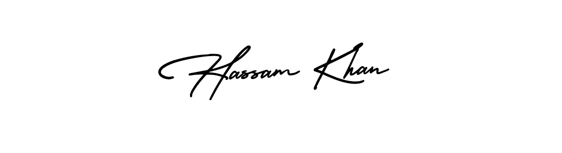 This is the best signature style for the Hassam Khan name. Also you like these signature font (AmerikaSignatureDemo-Regular). Mix name signature. Hassam Khan signature style 3 images and pictures png