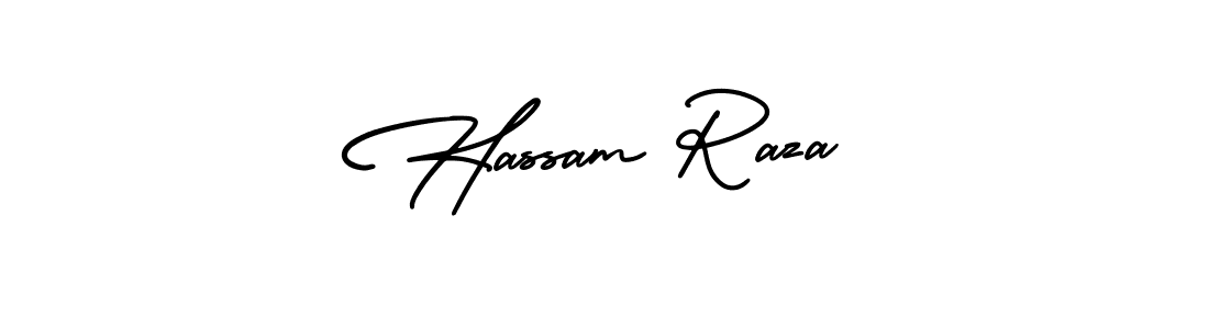 You should practise on your own different ways (AmerikaSignatureDemo-Regular) to write your name (Hassam Raza) in signature. don't let someone else do it for you. Hassam Raza signature style 3 images and pictures png