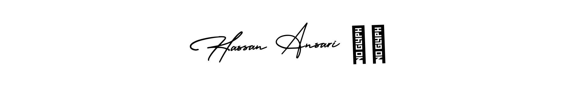 The best way (AmerikaSignatureDemo-Regular) to make a short signature is to pick only two or three words in your name. The name Hassan Ansari ♥️ include a total of six letters. For converting this name. Hassan Ansari ♥️ signature style 3 images and pictures png