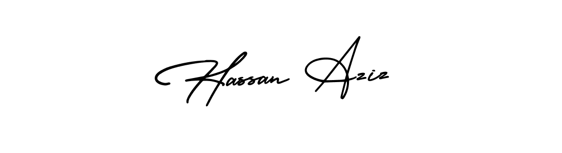 It looks lik you need a new signature style for name Hassan Aziz. Design unique handwritten (AmerikaSignatureDemo-Regular) signature with our free signature maker in just a few clicks. Hassan Aziz signature style 3 images and pictures png