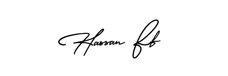 You should practise on your own different ways (AmerikaSignatureDemo-Regular) to write your name (Hassan Ff) in signature. don't let someone else do it for you. Hassan Ff signature style 3 images and pictures png