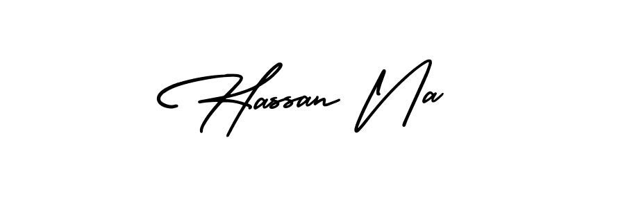 The best way (AmerikaSignatureDemo-Regular) to make a short signature is to pick only two or three words in your name. The name Hassan Na include a total of six letters. For converting this name. Hassan Na signature style 3 images and pictures png