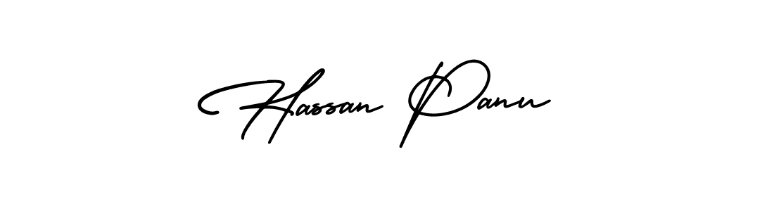 The best way (AmerikaSignatureDemo-Regular) to make a short signature is to pick only two or three words in your name. The name Hassan Panu include a total of six letters. For converting this name. Hassan Panu signature style 3 images and pictures png